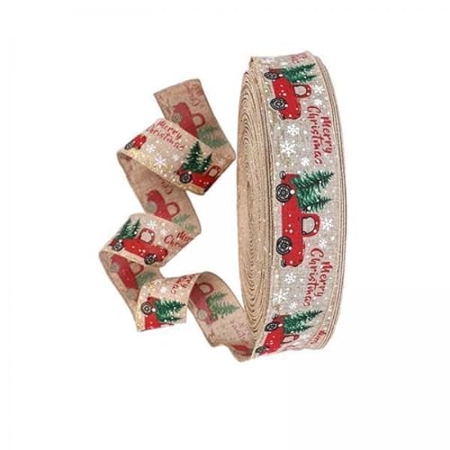 harayaa 4x Weihnachtsbänder mit Drahtrand, Weihnachtlich Gemustertes Geschenkband, Geschenkverpackungsband von harayaa