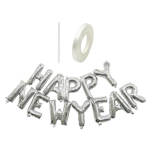 harayaa Frohes Neues Jahr Ballon, Hängender Ballon, Hintergrund, Aluminiumfolienballon, Ballonbanner für Neujahr, auf Dem, Silber von harayaa