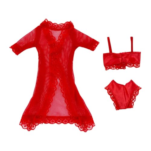 harayaa Puppen-Schlafanzug, Anzug für 11,5'' Mädchenpuppe, handgefertigt, Schlafanzug, Bikini-Kleidung, Rot von harayaa