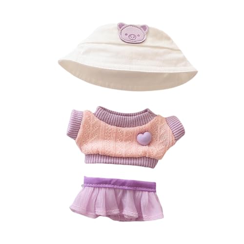 harayaa Puppen Strickpullover Und Rock. Machen Sie Ihre Eigenen Puppen für Kinder, Modische Kleidung, Plüsch Puppenkleidung mit Hut für 6,69 Zoll Puppen, Violetter Rock Und Hut von harayaa
