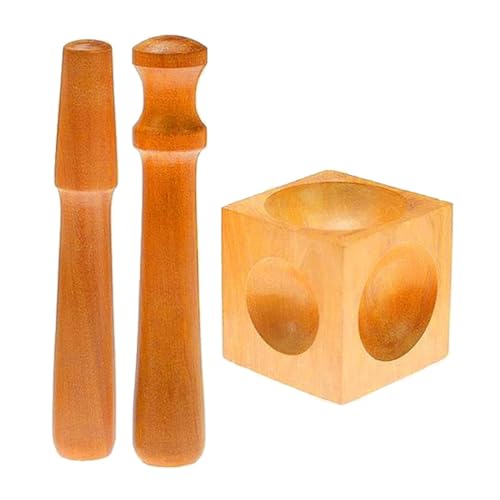 harayaa Quadratischer Dapping Block Und Locher Set Aus Holz, Stabil, für Weiche Metalle, Konkav von harayaa