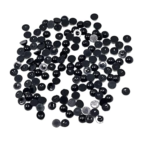 harayaa Schwarze Halbperlen mit Flacher Rückseite für kreative DIY-Projekte, 8mm 150pcs von harayaa