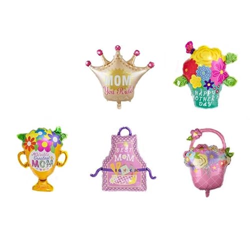 5 Stück große Muttertags-Luftballons "Love Mum Best Mom" von hardinox