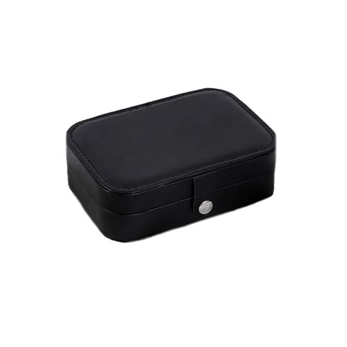 hardinox Reise-Schmuckschatulle, PU-Leder, kleine Schmuck-Reisebox, doppellagig, tragbar, Mini-Reisebox, High-End-Schmuckschatulle, Ohrringe, Halskette, Ring, Aufbewahrungsbox (schwarz) von hardinox