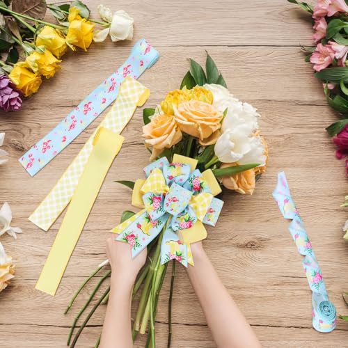 Harupink 4 Rollen Blumenband,Elegant Geschenkband Schleife satinband 6cm x 6m,Dekoband Floristenband für DIY Geschenkverpackung Außendekoration Partydekoration Der Valentinstag(A) von harupink