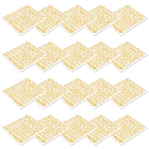 Harupink Moosgummi Buchstaben, 20 Blätter 1440 Stück Glitter Schaumstoff Sticker,Selbstklebend Wasserdicht Buchstaben Aufkleber,Einschulung Deko für Kinder Namensaufkleber DIY Handwerk(Gold) von harupink