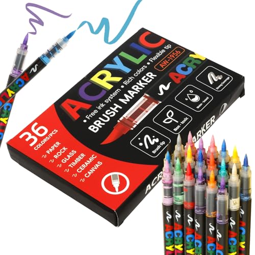 harupink Acrylstifte Set 72 Farben,Wasserfest Marker Set,Acrylmarker für Künstler,Schüler und Erwachsene zum Zeichnen,Skizzieren, DIY-Projekte,Manga und Bullet Journal(36 Farben) von harupink