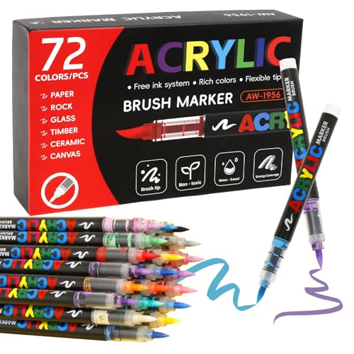 harupink Acrylstifte Set 72 Farben,Wasserfest Marker Set,Acrylmarker für Künstler,Schüler und Erwachsene zum Zeichnen,Skizzieren, DIY-Projekte,Manga und Bullet Journal(72 Farben) von harupink