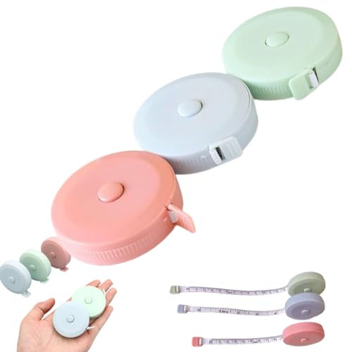 Einziehbares Maßband-Set, 150 cm, Stoffbandmaß, Nähen, Handwerk, medizinische Verwendung, 3 Stück, Grün/Blau/Rosa (3 Stück) von hashiny
