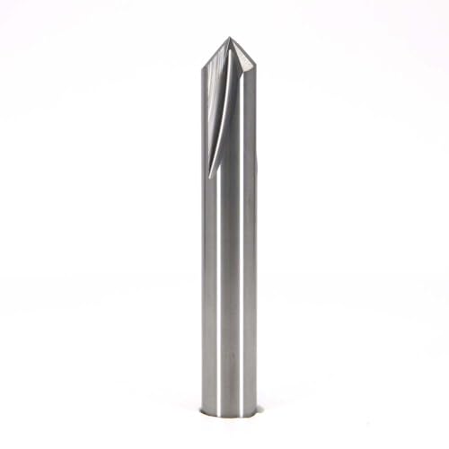 VHM Fasenfräser 60 Grad, 90 Grad, 120 Grad für Holz, Aluminium, Kunststoffe, blank, Entgrater, CNC Fräser, 3 Schneiden / 3 Zähne, Vollhartmetall (90 Grad, D = 14 mm) von hc-maschinentechnik