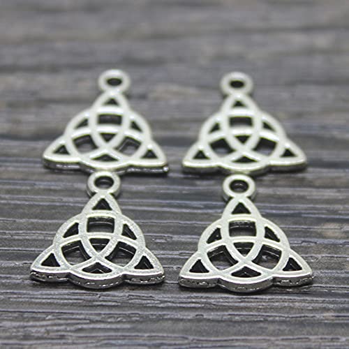 hcma 30 Stück-keltischer Knoten Charms tibetanischer Silberton 2-seitiger keltischer Knoten Anhänger,Triquetra,keltischer Triquetra Knoten,14x16mm von hcma