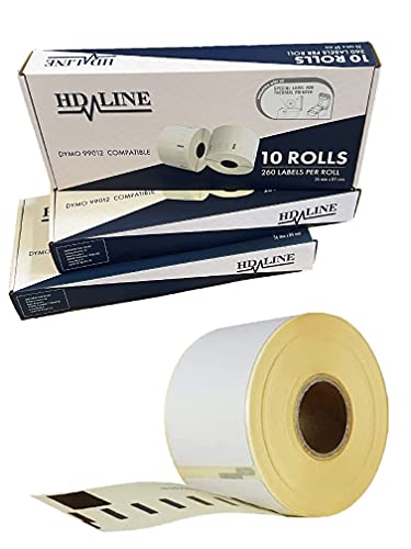 hd-line Dymo Etiketten für Labelwriter 99012-30 Rolle Pack Etiketten x 260 St. Je Rolle = 7800 Etikette, Selbstklebend, Kompatibel für Dymo Labelwriter & Seiko Etikettendrucker, 89 X 36 mm von hd-line