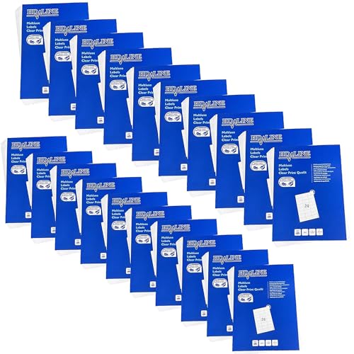 Hd-line Adressetiketten 20 Packungen, 100 Blatt, 70 x 37 mm, 48000 Stück, Selbstklebend, bedruckbar, matt, blanko Papier Adressaufkleber Etiketten, Universal, 24 pro A4 Bogen, weiß von hd-line