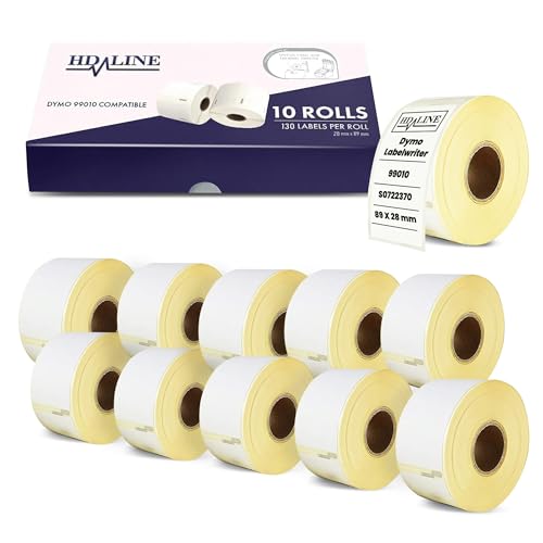 Hd-line Etiketten für Dymo Labelwriter 99010- S0722370-89 X 28 mm- 10 Rolle Pack Etiketten x 130 St. Je Rolle =1300 Etikette,Adressetiketten,Selbstklebend,Kompatibel für Dymo & Seiko Etikettendrucker Hd-line Etiketten für Dymo Labelwriter 99010- S0722370-89 X 28 mm- 10 Rolle Pack Etiketten x 130 St. Je Rolle =1300 Etikette,Adressetiketten,Selbstklebend,Kompatibel für Dymo & Seiko Etikettendrucker von hd-line