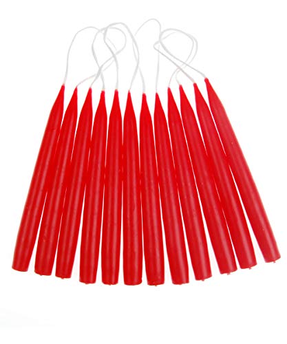 hdg Baumkerzen 12er Pack handgefertigte Kerzen aus Dänemark Ø 1,3 cm / 12 cm, Kerzen Farbe: rot von hdg