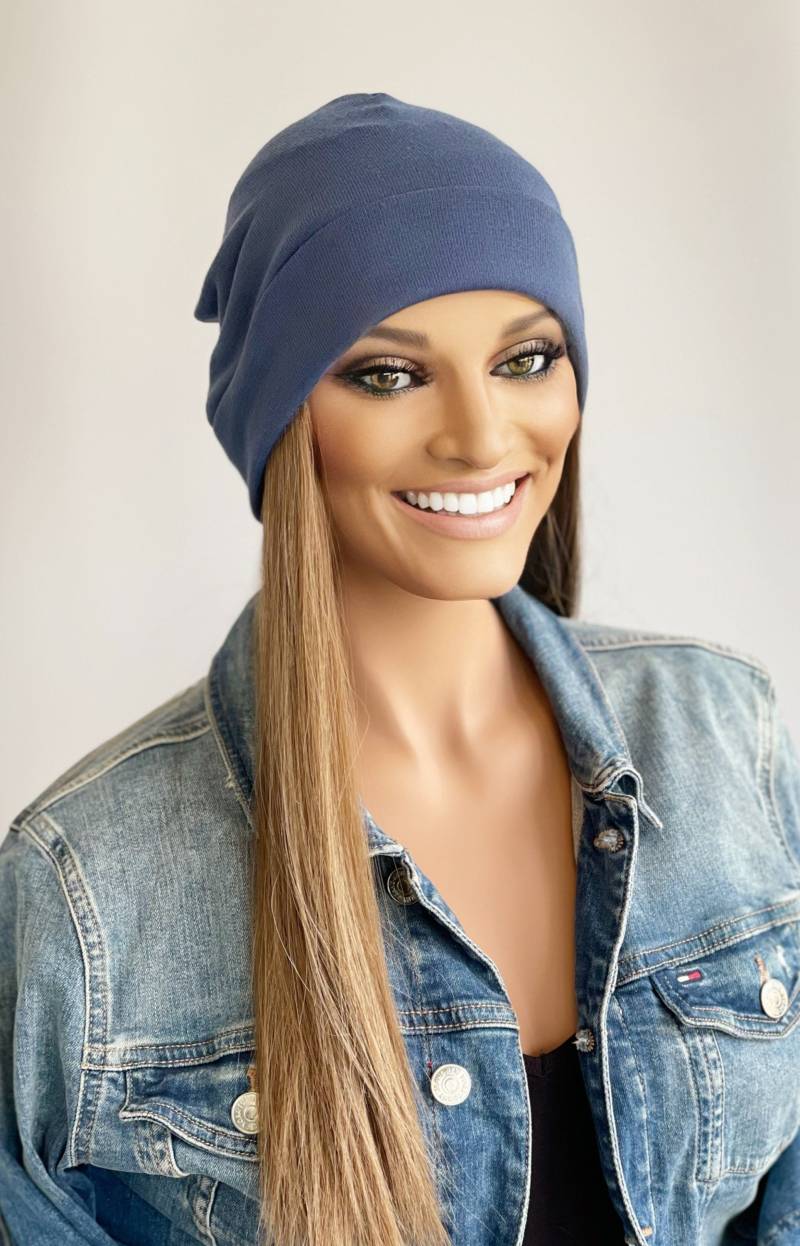 Leichte Vintage Blaue Mütze Mit Langen Angenähten Haaren Hut Angebrachten | Perücke| Haaren| Haare|Perücke Hut|Perücke Haar von headscarvesbyciara1