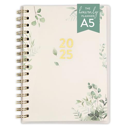 heaven+paper A5 Terminplaner 2025 heavenly Planner - eleganter Wochenplaner Ringbuch deutsch - Weekly Planer 2025 mit Sticker – Premium Buchkalender Register & Feiertagen (GREEN) von heaven+paper