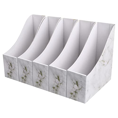 5 Stück Zeitschriftenbox Datei Organizer, Wasserdicht Stehordner Zeitschriftensammler, Faltbar Aktenhalter Pappe Zeitschriftenhalter, Schreibtisch Speicherorganisator für Bürobedarf (Marmoriert) von heavenlife
