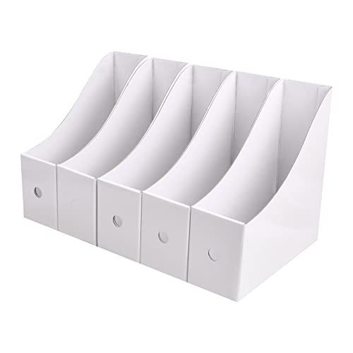 heavenlife 5 Stück Zeitschriftenbox Datei Organizer, Wasserdicht Stehordner Zeitschriftensammler, Faltbar Aktenhalter Pappe Zeitschriftenhalter, Schreibtisch Speicherorganisator für Bürobedarf (Weiß) von heavenlife