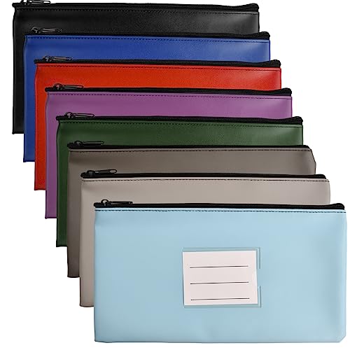 8 Pcs Geldbeutel Geldscheine, 8 Farbe Dokumentenmappe A5 PU Bank Taschen Geldmappe mit Reißverschluss Fenster, Geldscheintasche Leder Dokumententasche, Geldtasche Bankmappe für Schule Business von heavenlife