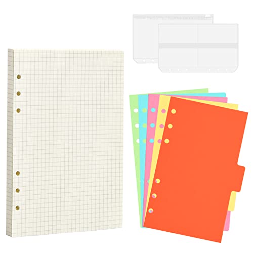 80 Blätter A5 Nachfüllbar Papier, Ringbucheinlagen A5 mit 5 Trennwänden, 2 Umschlagtaschen, 6 Löcher Refill Paper, Liniertes Papier Gelocht für Notizbuch, Planer, Tagebuch, Malere, 100gsm(80 Blatt) 80 Blätter A5 Nachfüllbar Papier, Ringbucheinlagen A5 mit 5 Trennwänden, 2 Umschlagtaschen, 6 Löcher Refill Paper, Liniertes Papier Gelocht für Notizbuch, Planer, Tagebuch, Malere, 100gsm(80 Blatt) von heavenlife