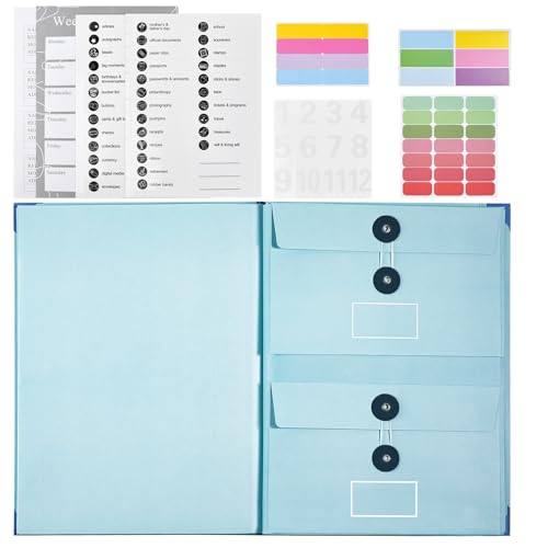 Dokumente Organizer A4 A5, Portfolio Ordner, 12 Pcs Umschläge, 3 Arten, Vertikal, Horizontal und Dual Taschen, Dokumententasche Abheftbar, File Folder für Büro Schule Haus Briefe Fotos Dokumenten von heavenlife