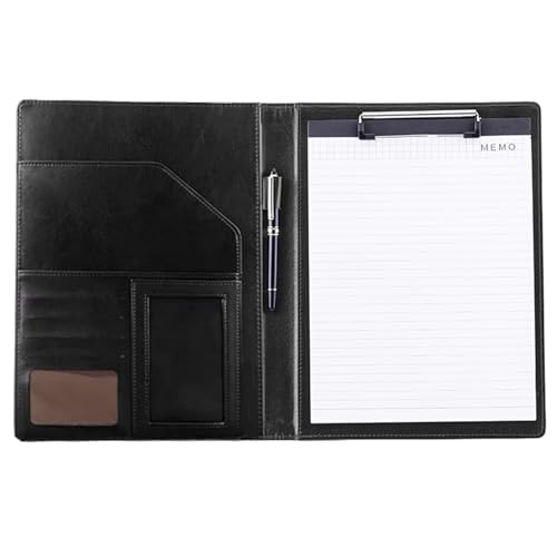 PU Leder Dokumentenmappe, Business Büro Mappen Organizer, Klemmbretter, A4 Konferenzmappe mit Klemmbrett, Schreibmappe, Klemmbrettmappe Schwarz, Konferenzmappe Portfolio für Schule Büro von heavenlife