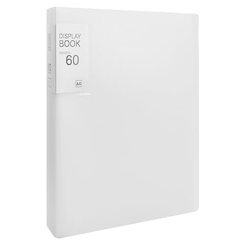 Sichtbuch PP A4 Mit Klarsichthüllen 60 Taschen, Präsentationsmappe, Präsentationsbuch Mit Transparenten Hüllen, Sichtmappe Präsentationsordner für Notenblätter Berichte Broschüren (Weiß) von heavenlife