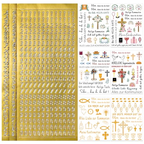 6pcs Kerzentattoos Kommunion Kerzen Tattoofolie + 3pcs Groß und Kleinbuchstaben Kerzen Sticker Gold Zahlen Aufkleber für Kerzen GrußKarten Notizbücher Wasserbecher 6pcs Kerzentattoos Kommunion Kerzen Tattoofolie + 3pcs Groß und Kleinbuchstaben Kerzen Sticker Gold Zahlen Aufkleber für Kerzen GrußKarten Notizbücher Wasserbecher von heedpeiur