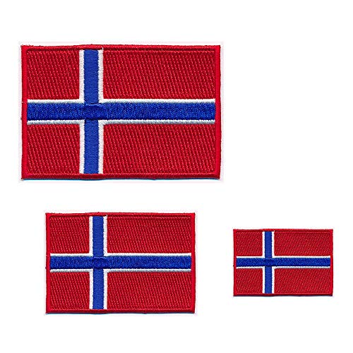 3 Königreich Norwegen Flaggen Oslo Norway Flags Patch Aufnäher Aufbügler Set 0639 von hegibaer