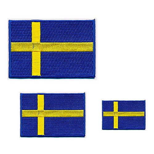 3 Schweden Flaggen Sweden Flags Stockholm Sverige Patch Aufnäher Aufbügler 0651 von hegibaer