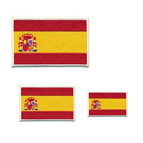 3 Spanien Flaggen Spain Flags Madrid Barcelona Patch Aufnäher Aufbügler Set 0663 von hegibaer