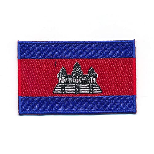 30 x 20 mm Kambodscha Khmer Mekong Phnom Penh Flagge Patch Aufnäher Aufbügler Mini von hegibaer