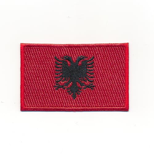40 x 25 mm Albanien Tirana Flagge Flag Europa Patches Aufnäher Aufbügler 1197 A von hegibaer