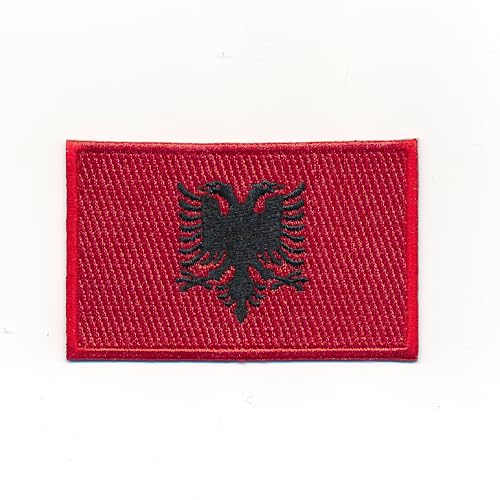 40 x 25 mm Albanien Tirana Flagge Flag Europa Patches Aufnäher Aufbügler 1197 A von hegibaer