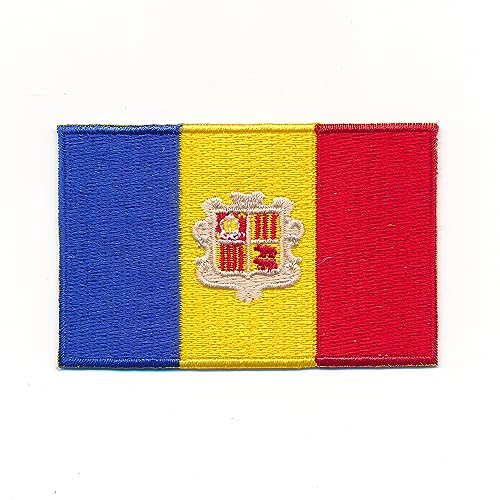 40 x 25 mm Andorra Andorra la Vella Flagge Patch Aufnäher Aufbügler 1240 A von hegibaer