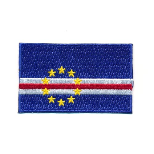 40 x 25 mm Inselrepublik Kap Verde Praia Flagge Patch Aufnäher Aufbügler 0001 A von hegibaer