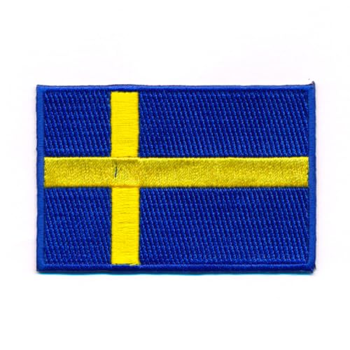 40 x 25 mm Schweden Flagge Sweden Flag Stockholm Patch Aufnäher Aufbügler 0641 A von hegibaer