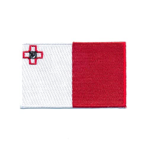 80 x 50 mm Malta Gozo Valletta Flagge Fahne EU Patch Aufnäher Aufbügler 1369 X von hegibaer