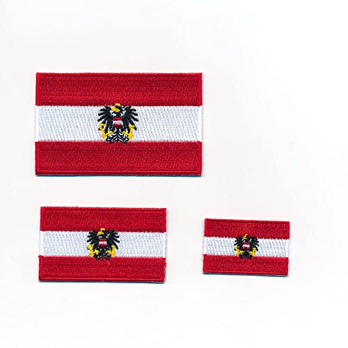 Österreich Flaggen mit Adler Austria Flags Wien EU Aufnäher Aufbügler Set 0949 von hegibaer