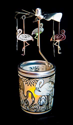Pyramide/ Rondell Silber Teelichtglas im Geschenkkarton Set inkl. Geschenkband (Flamingo) von hegro-grosshandel