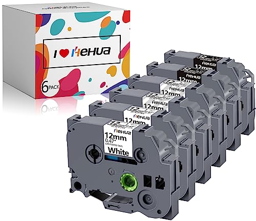 Hehua 12mm Kompatibel mit Brother P Touch 12mm Schriftband TZe131 TZe231 TZe335 Ersatz für Ptouch H100lb H100r H101 H101c H105 PT-1010 PT-1080 PT-D400 PT-D200 (12mm x 8m) von hehua