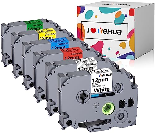 6 X Hehua Kompatible für tze-231 Brother 12mm 0.47 Schriftband als Ersatz für Ptouch Bänder 12mm TZe231 TZe131 TZe431 TZe531 TZe631 TZe731 Laminated Tape für Brother P-touch H105 H107B D400 von hehua