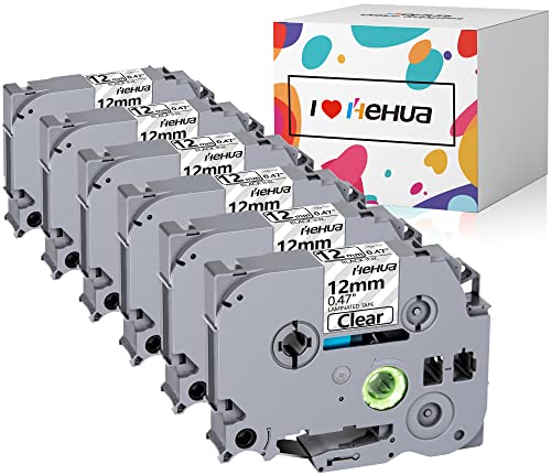 Hehua TZe-131 Kompatibel für Brother p-touch h105 tz tape 12mm 0.47 etikettenband transparent, für P-Touch H105 pt-1000 pt-d400 1010 h100r h101gb h101c h100lb d200 h107b H110 1005 (12mm x 8m) von hehua