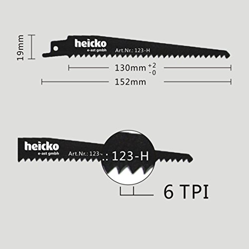 Reciprosägeblätter/Säbelsägeblätter, 5 Stück, 152 mm, Holz, 6 TPI GL=152 mm (5 ST) von heicko