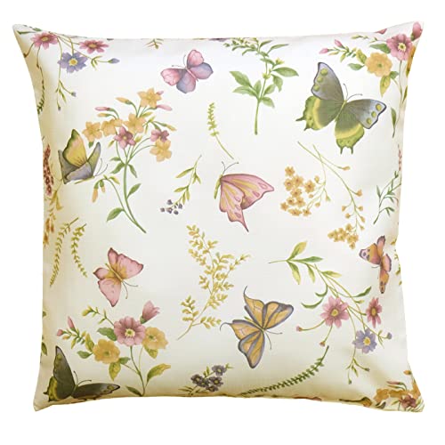 heimtexland ® Dekokissen Sitzkissen Schmetterling Garten Deko Natur Bunt Kissenhülle Stuhlpolster Typ794 Kissenhülle 50 x 50 cm von heimtexland