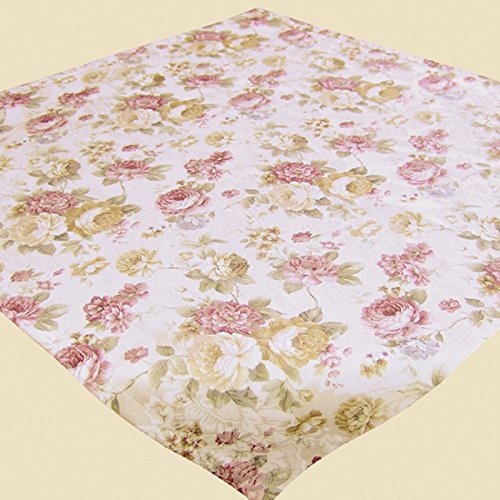 heimtexland ® Landhaus Rosen Tischdecke in 85x85 cm aus hochwertigem Jacquard in Creme rosé mit Blumen Druck Rose - Mitteldecke Country Chic Typ442 von heimtexland