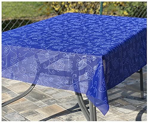 heimtexland ® Outdoor Garten Camping Tischdecke Ranke Wetterfest UV-Beständig Waschbar Weichschaum Gartentischdecke Typ798 Blau 135 x 180 cm von heimtexland