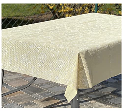 heimtexland ® Outdoor Garten Camping Tischdecke Ranke Wetterfest UV-Beständig Waschbar Weichschaum Gartentischdecke Typ798 Gelb 135 x 180 cm von heimtexland