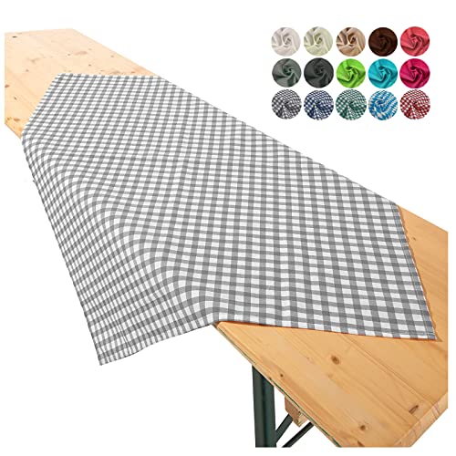 heimtexland ® Tischdecke Mitteldecke Biertisch Garten Tischdeko Landhaus Typ861 Vichy Karo Grau 90x90 cm von heimtexland